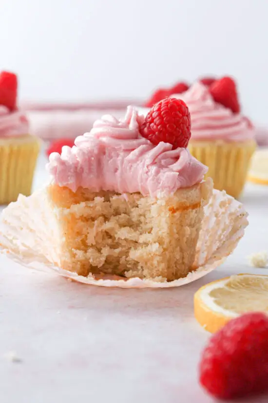 Gluten-Free Lemon Cupcakes with Raspberry Frosting