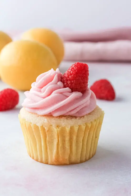 Gluten-Free Lemon Cupcakes with Raspberry Frosting