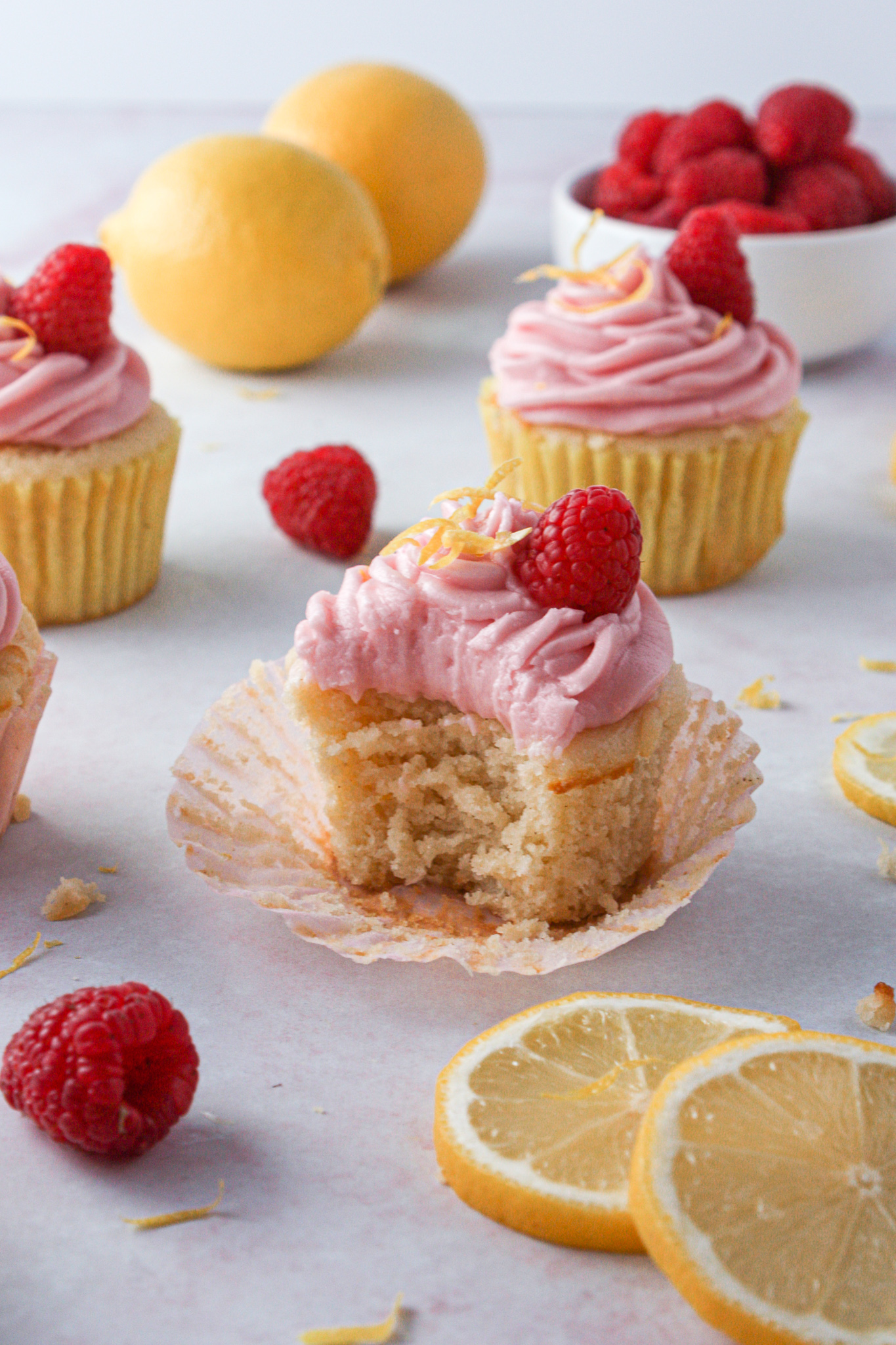 Gluten-Free Lemon Cupcakes With Raspberry Frosting | Thetickledtastebud