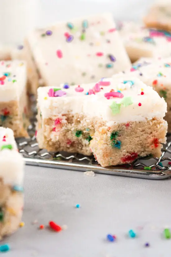 Sugar Cookie Bar with a bite taken out.