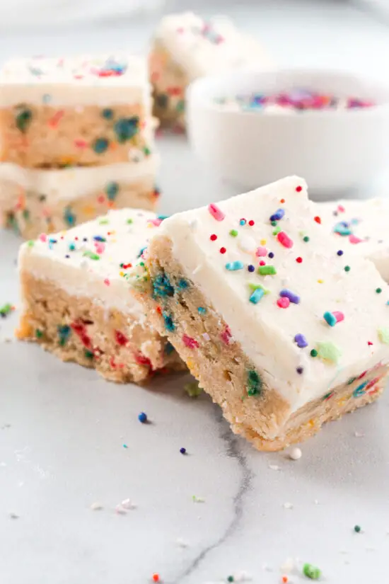 Sugar Cookie Bars with sprinkles. 