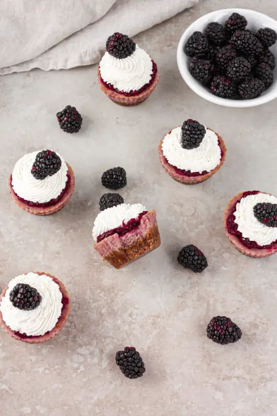 Mini Blackberry Cheesecakes (Gluten-Free)